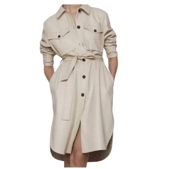 Zara Jackets & Blazers - Zara Ivory Faux Leather Trench Coat